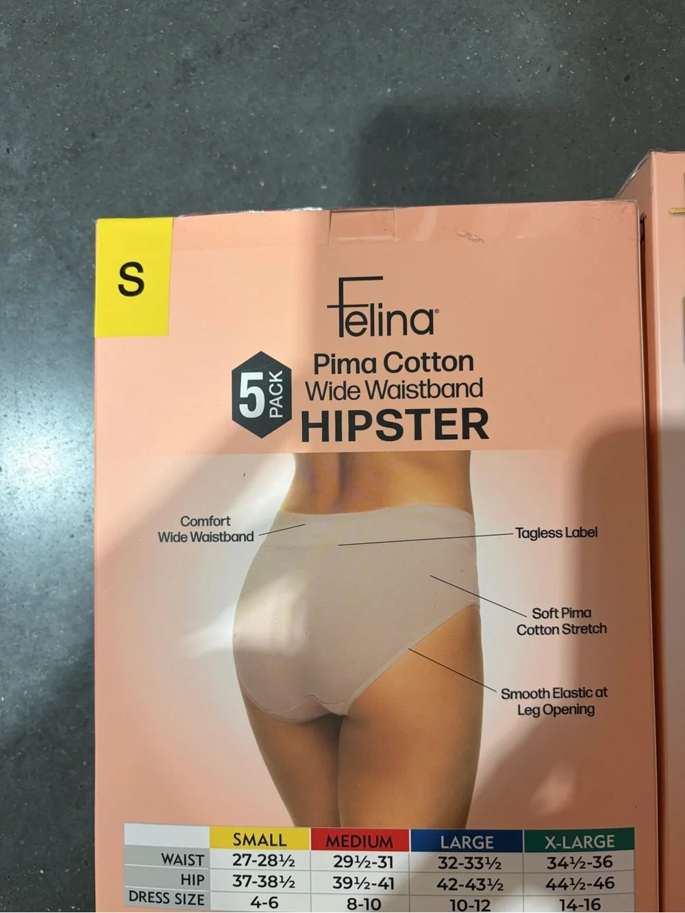 Felina Pima Cotton Hipster - Beige/ black / gray  (5 Pack) new sealed